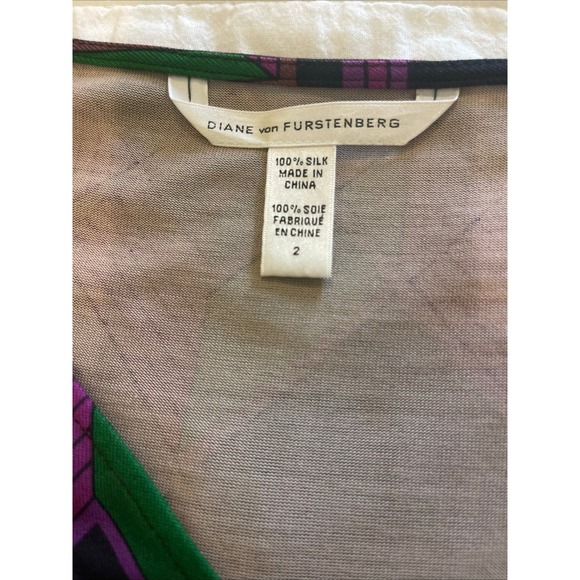 Diane Von Furstenberg Silk Psychedelic Geometric Midi Dress Sz 2 Retro 70s Mod - Picture 4 of 11